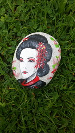 Malování na kameny - Geisha (geisha.jpg)